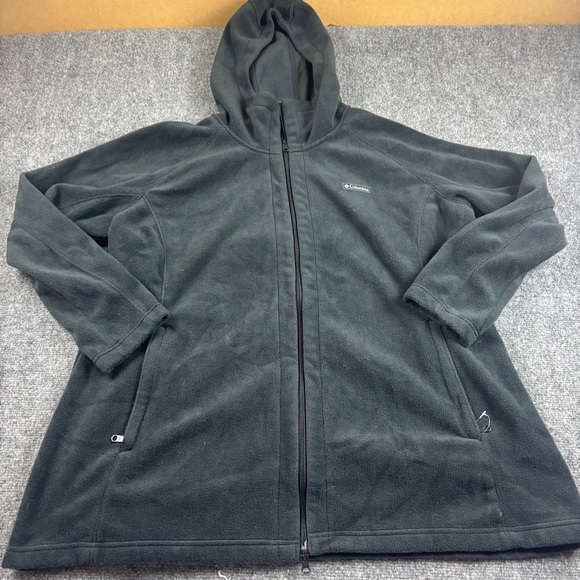 COLUMBIA Women’s Black Hooded Full Zip Fleece Jacket Size: 3X - Picture 1 of 6